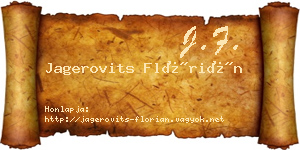 Jagerovits Flórián névjegykártya